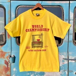 80s screen stars old time piano playing contest word championship t-shirt